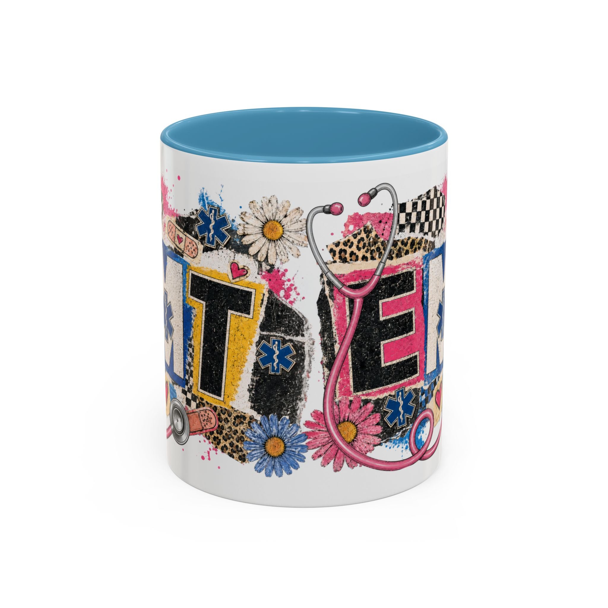 EMT Floral Stethoscope Accent Coffee Mug — Colorful Paramedic Gift (11/15oz)