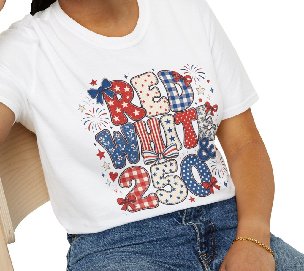 Patriotic "Red White & 250" Graphic T-Shirt — Fourth of July USA Tee