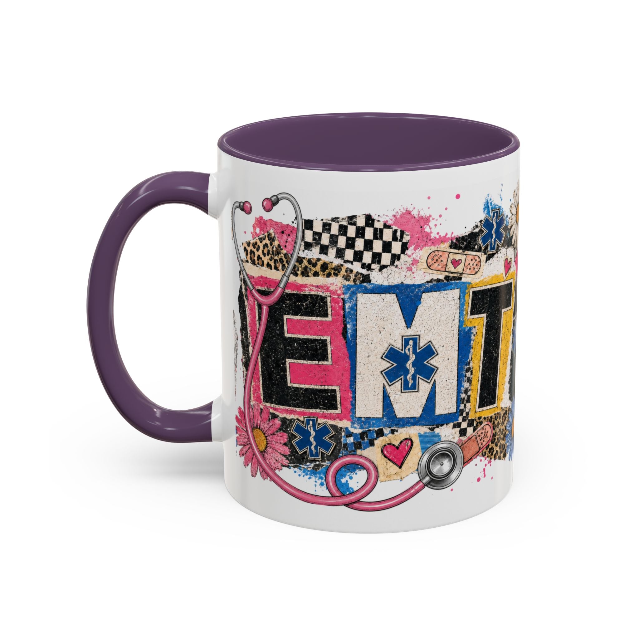 EMT Floral Stethoscope Accent Coffee Mug — Colorful Paramedic Gift (11/15oz)