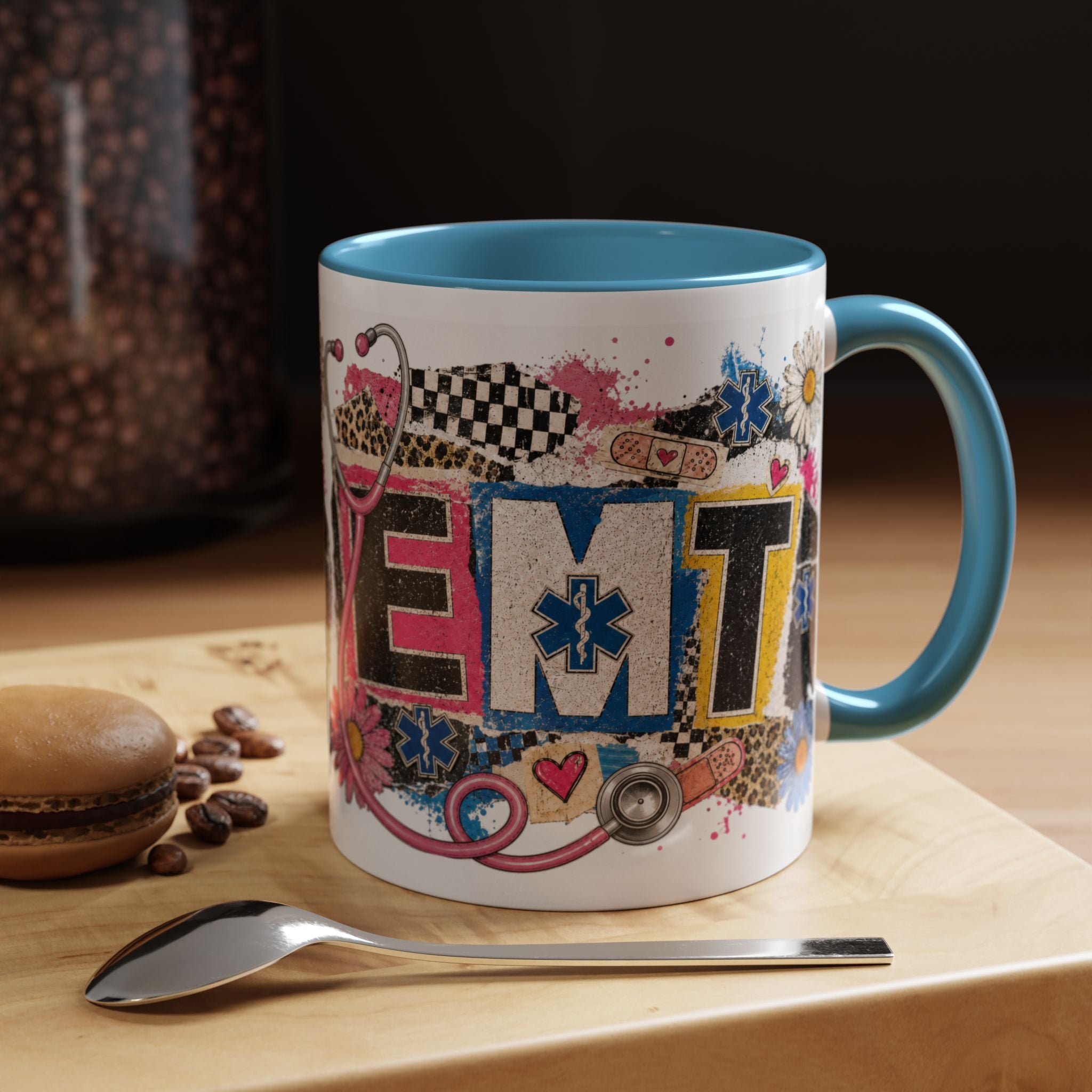 EMT Floral Stethoscope Accent Coffee Mug — Colorful Paramedic Gift (11/15oz)