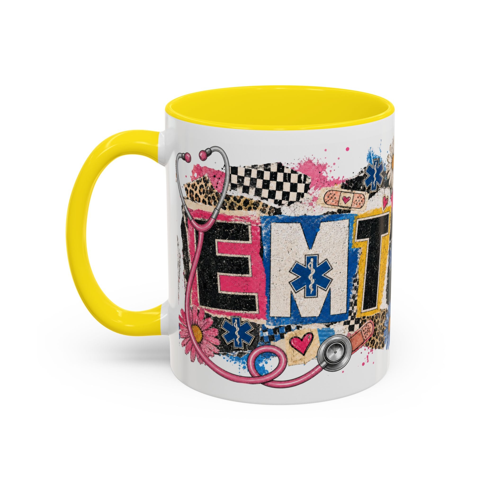 EMT Floral Stethoscope Accent Coffee Mug — Colorful Paramedic Gift (11/15oz)