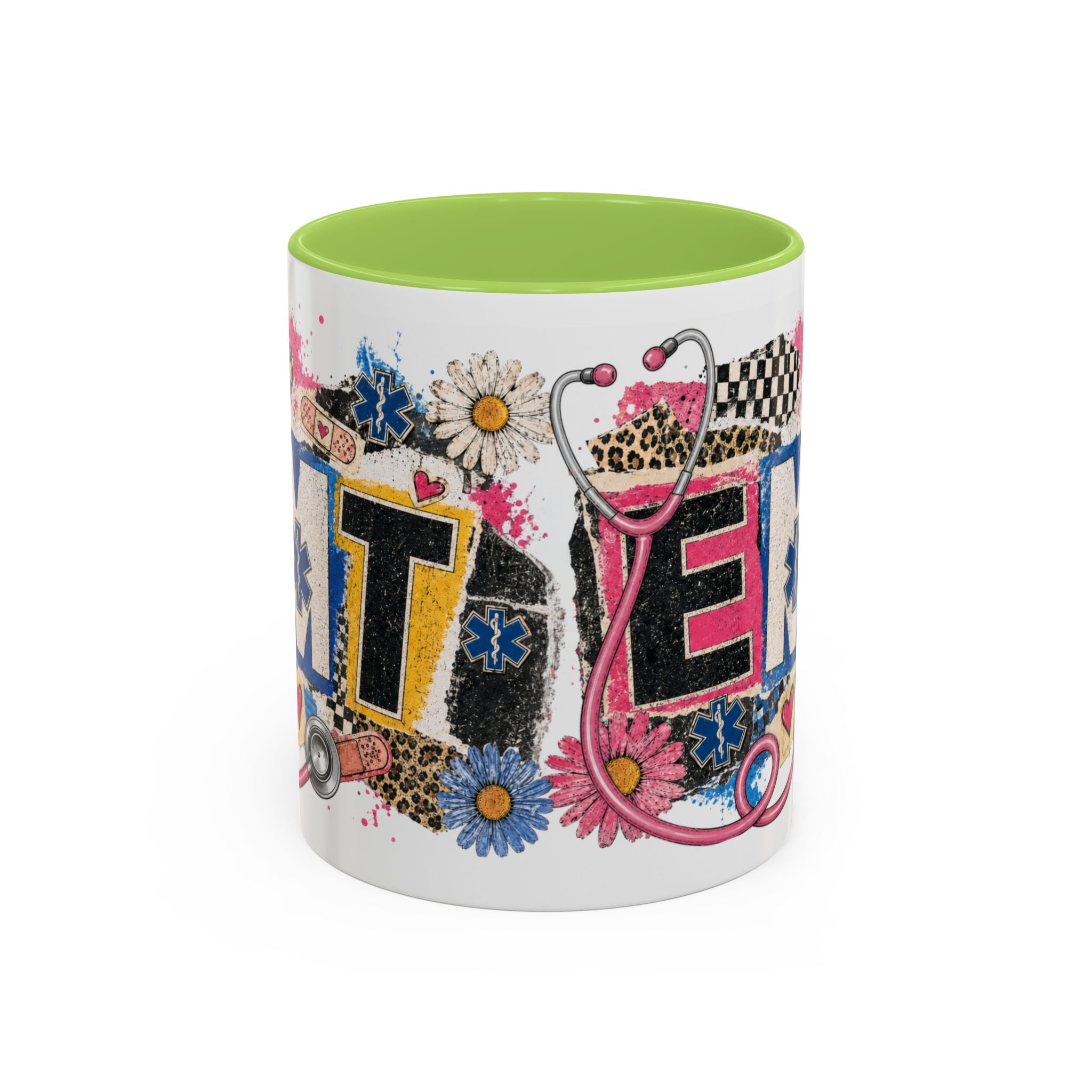 EMT Floral Stethoscope Accent Coffee Mug — Colorful Paramedic Gift (11/15oz)