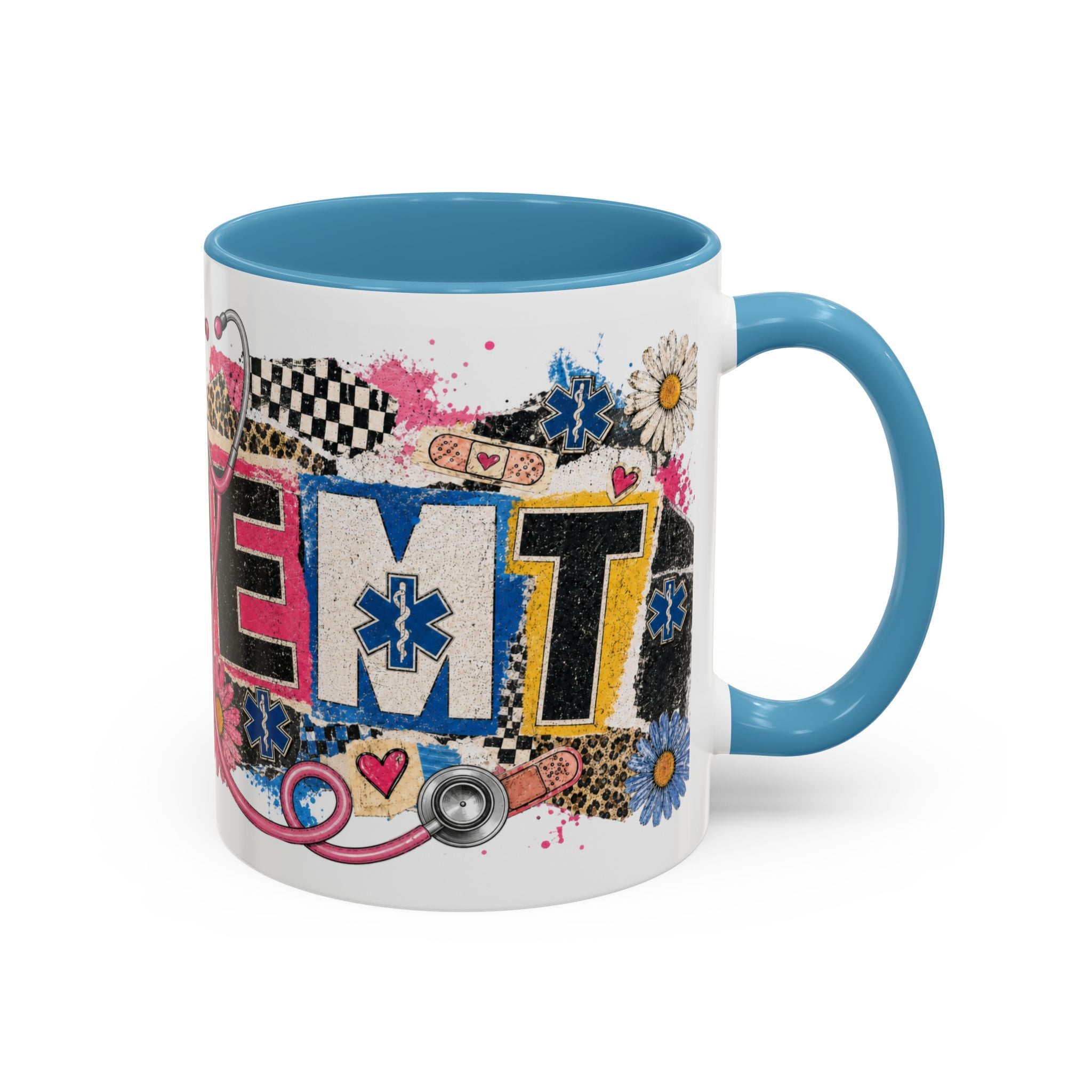 EMT Floral Stethoscope Accent Coffee Mug — Colorful Paramedic Gift (11/15oz)