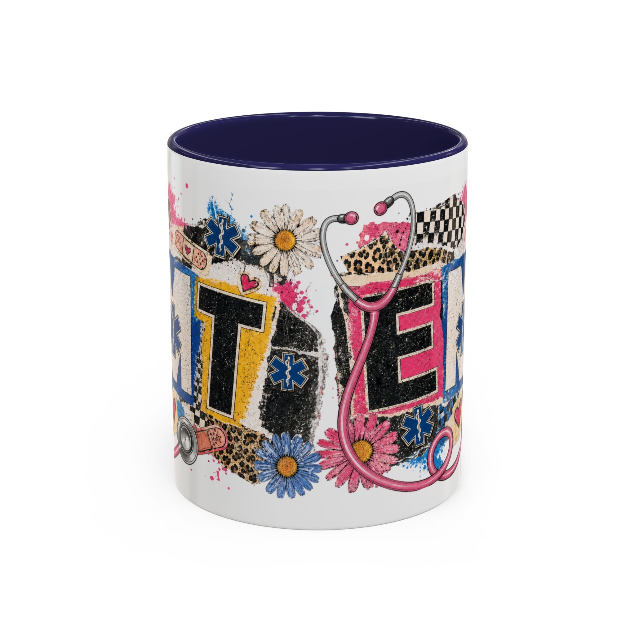 EMT Floral Stethoscope Accent Coffee Mug — Colorful Paramedic Gift (11/15oz)