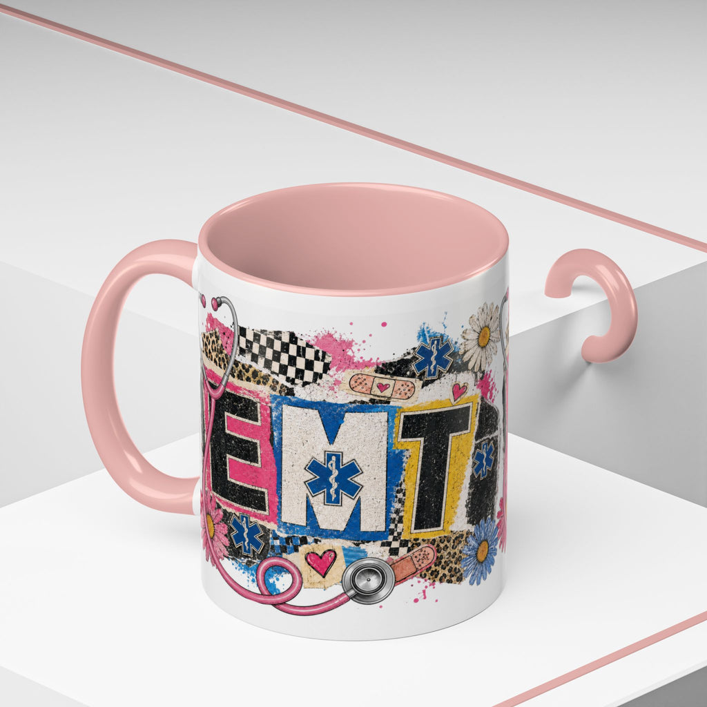EMT Floral Stethoscope Accent Coffee Mug — Colorful Paramedic Gift (11/15oz)