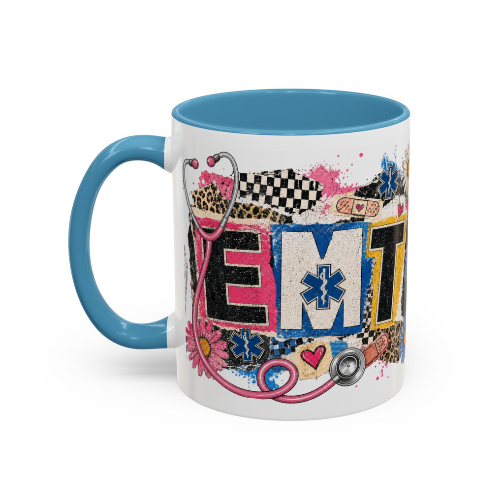 EMT Floral Stethoscope Accent Coffee Mug — Colorful Paramedic Gift (11/15oz)
