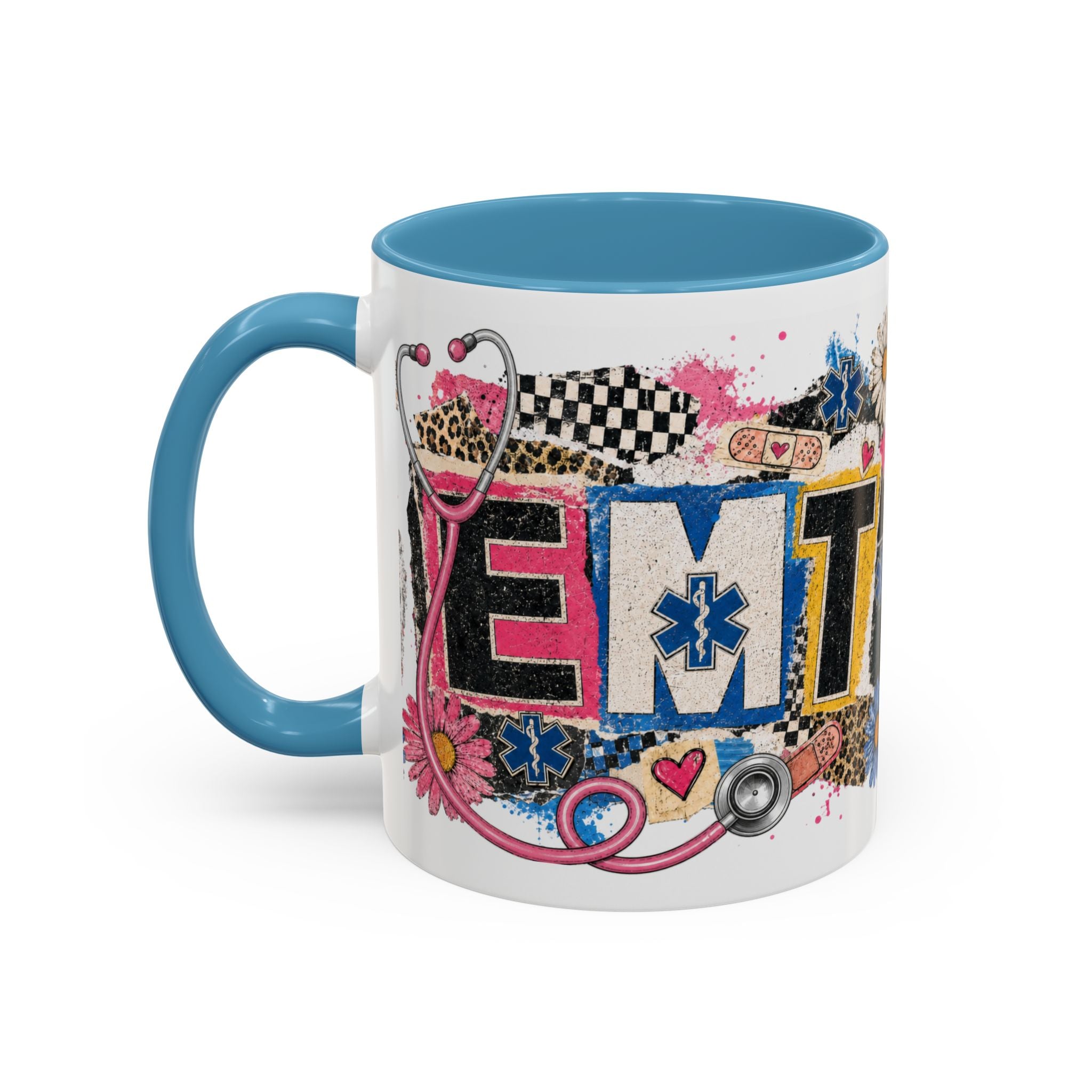 EMT Floral Stethoscope Accent Coffee Mug — Colorful Paramedic Gift (11/15oz)