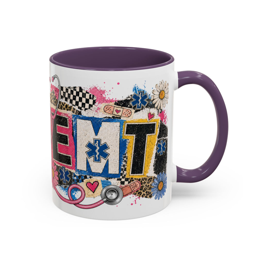 EMT Floral Stethoscope Accent Coffee Mug — Colorful Paramedic Gift (11/15oz)