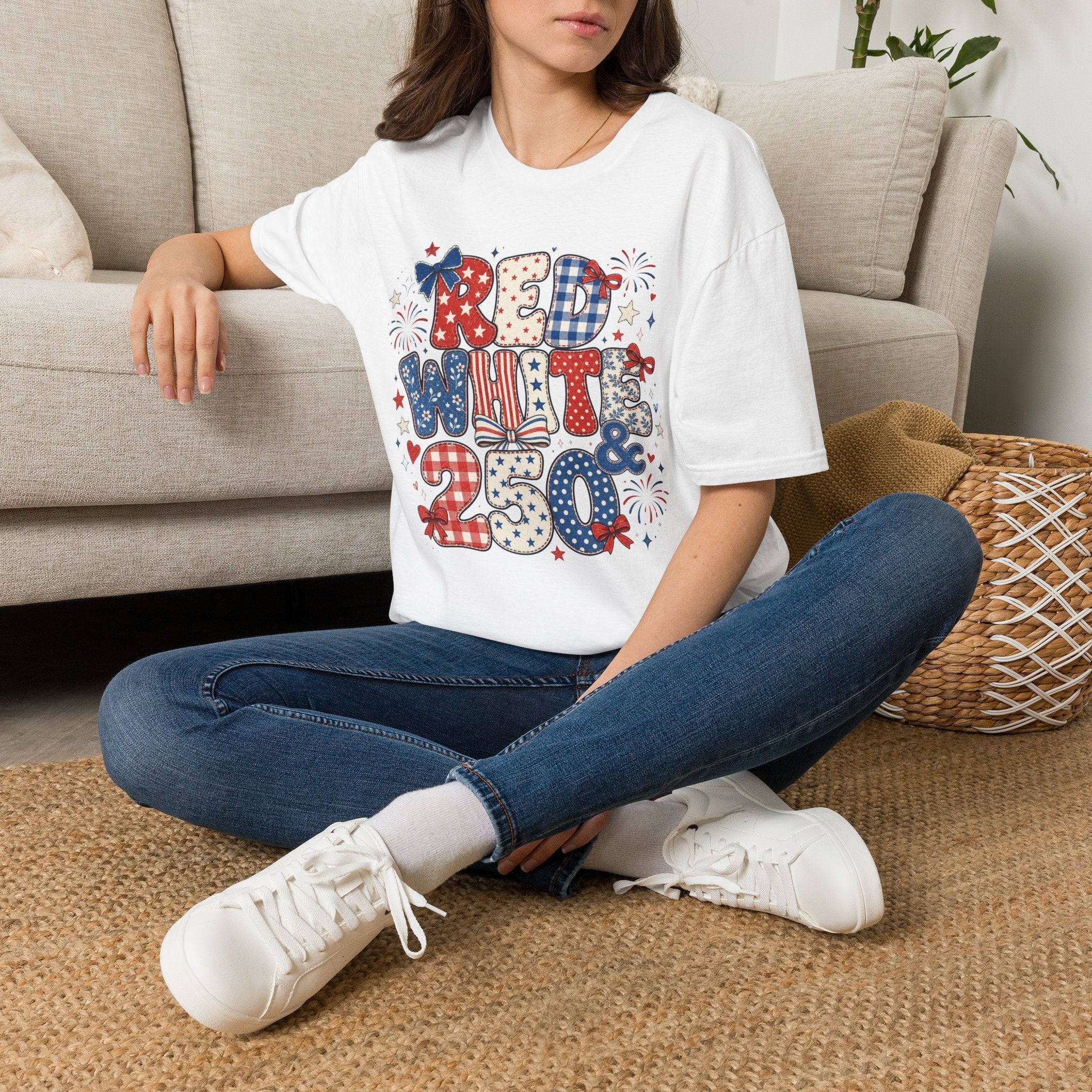Patriotic "Red White & 250" Graphic T-Shirt — Fourth of July USA Tee