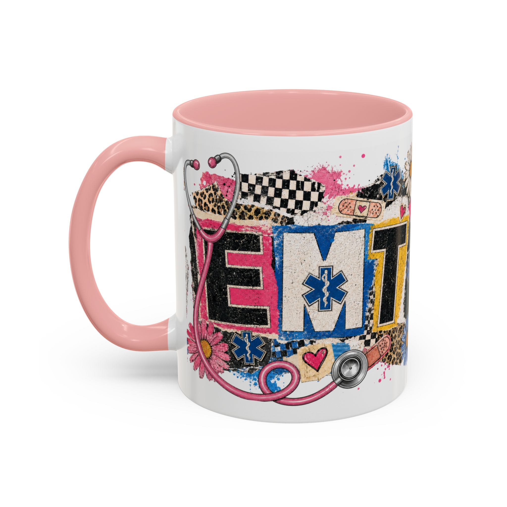 EMT Floral Stethoscope Accent Coffee Mug — Colorful Paramedic Gift (11/15oz)