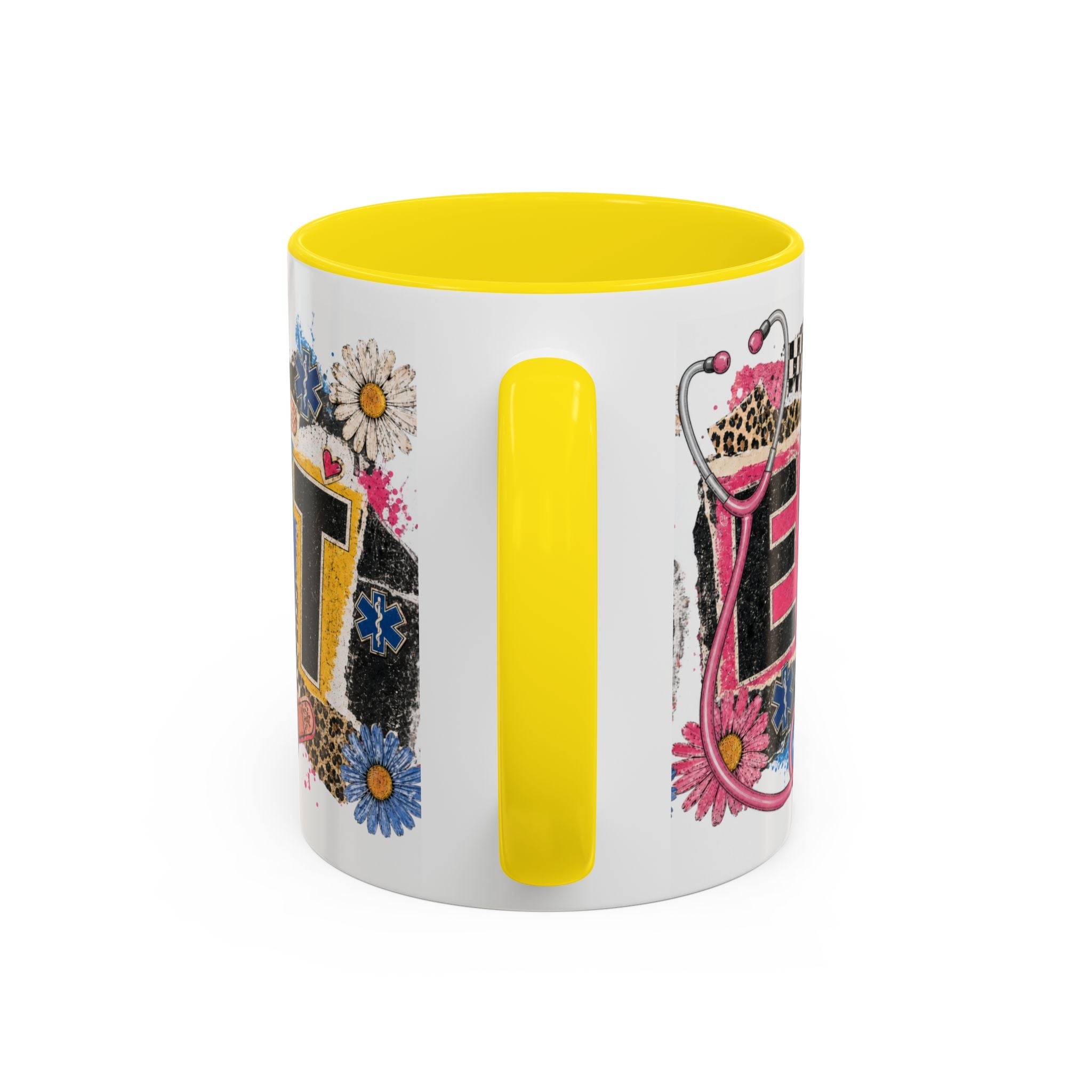 EMT Floral Stethoscope Accent Coffee Mug — Colorful Paramedic Gift (11/15oz)
