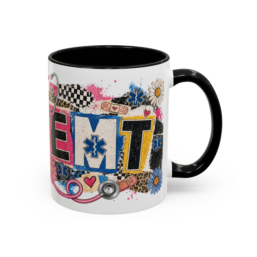 EMT Floral Stethoscope Accent Coffee Mug — Colorful Paramedic Gift (11/15oz)