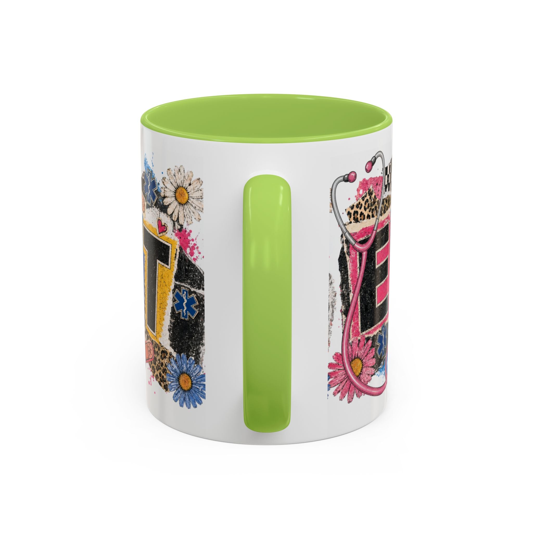 EMT Floral Stethoscope Accent Coffee Mug — Colorful Paramedic Gift (11/15oz)