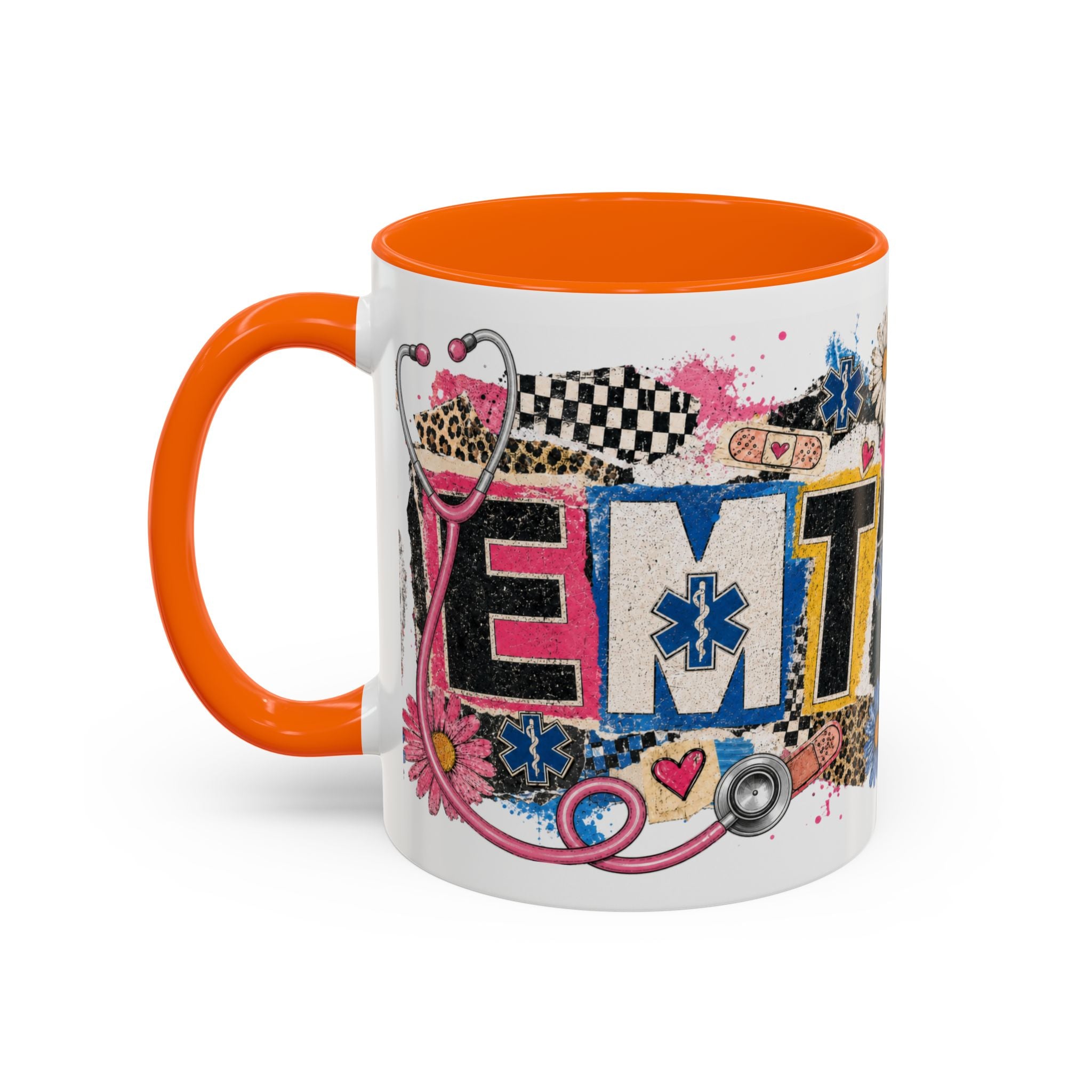EMT Floral Stethoscope Accent Coffee Mug — Colorful Paramedic Gift (11/15oz)