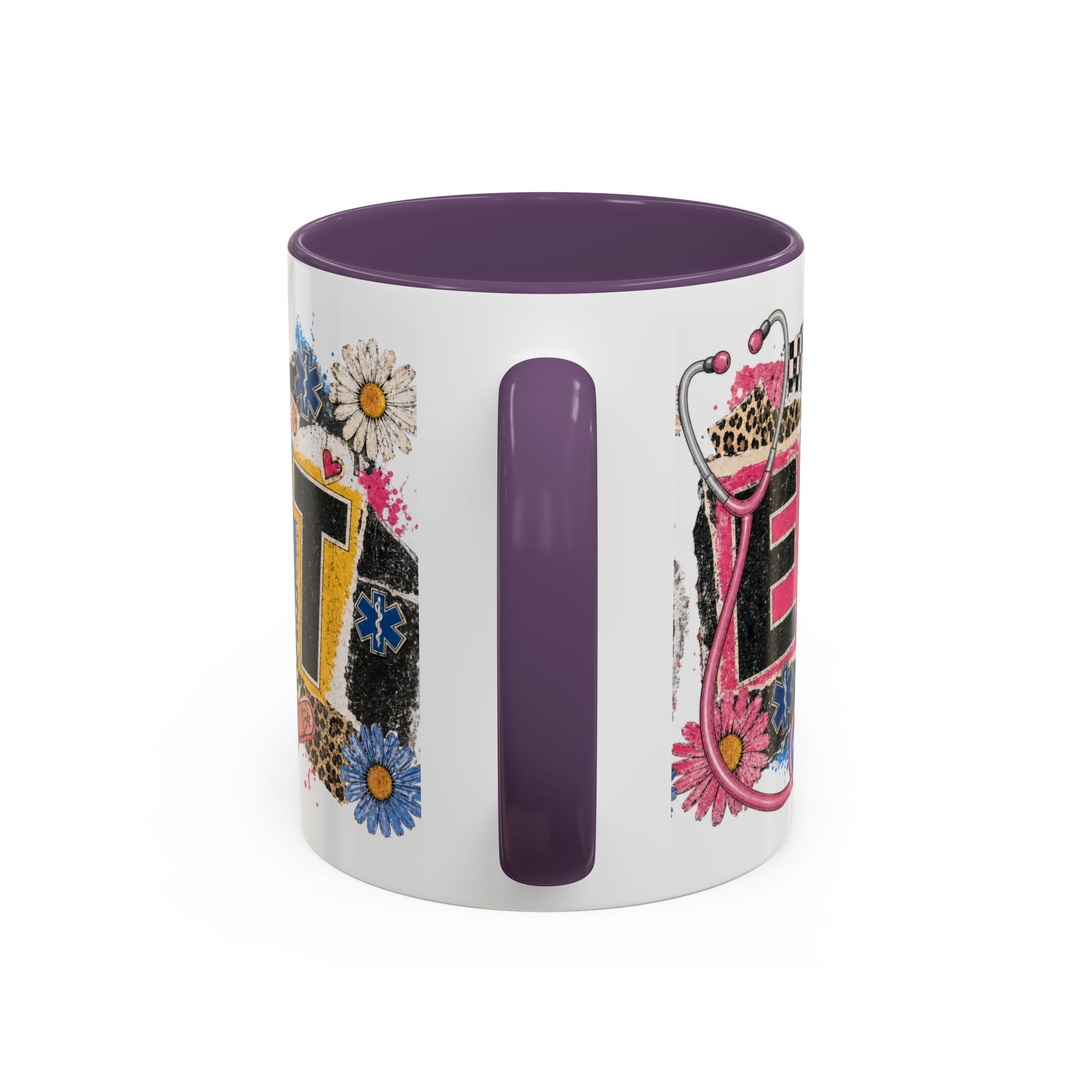 EMT Floral Stethoscope Accent Coffee Mug — Colorful Paramedic Gift (11/15oz)