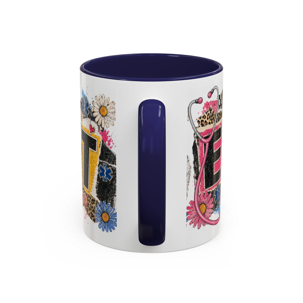 EMT Floral Stethoscope Accent Coffee Mug — Colorful Paramedic Gift (11/15oz)