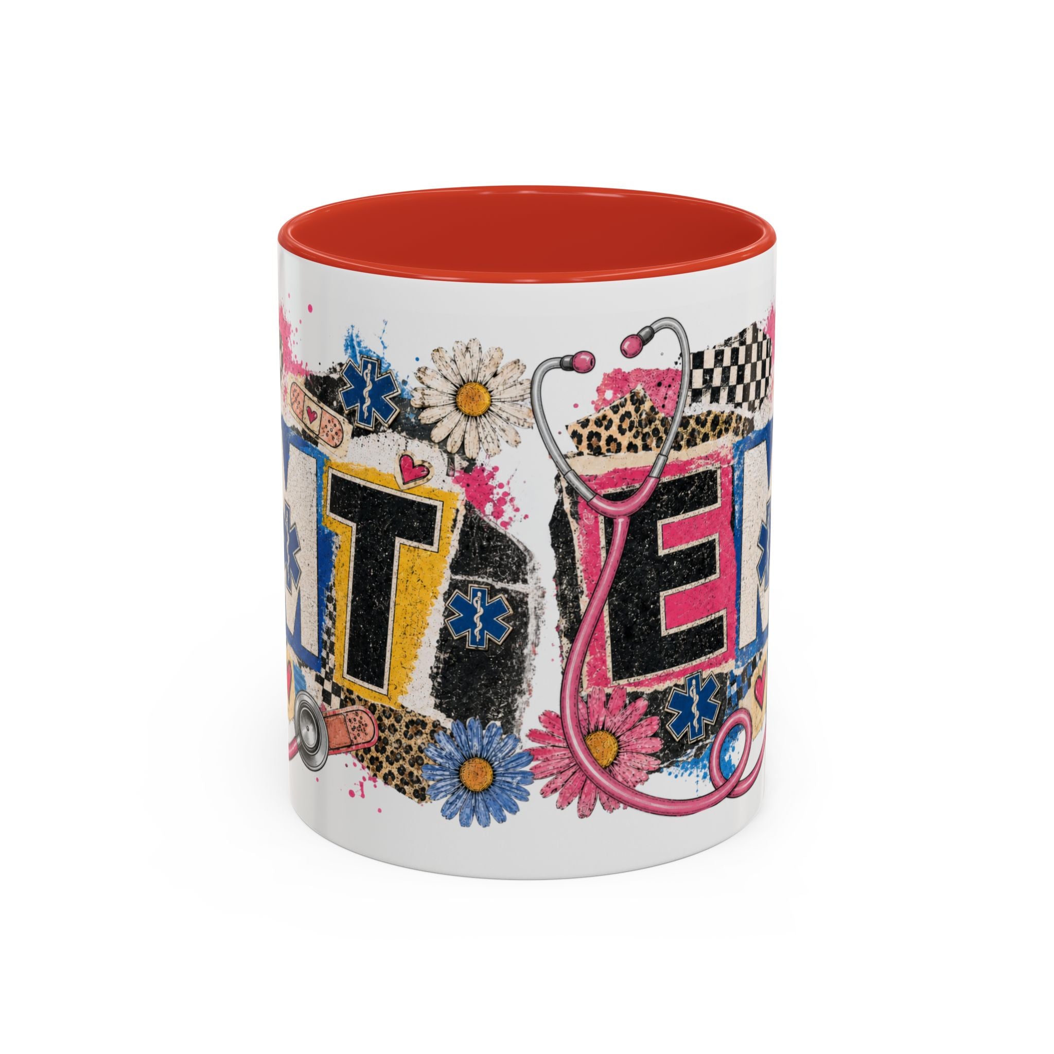 EMT Floral Stethoscope Accent Coffee Mug — Colorful Paramedic Gift (11/15oz)