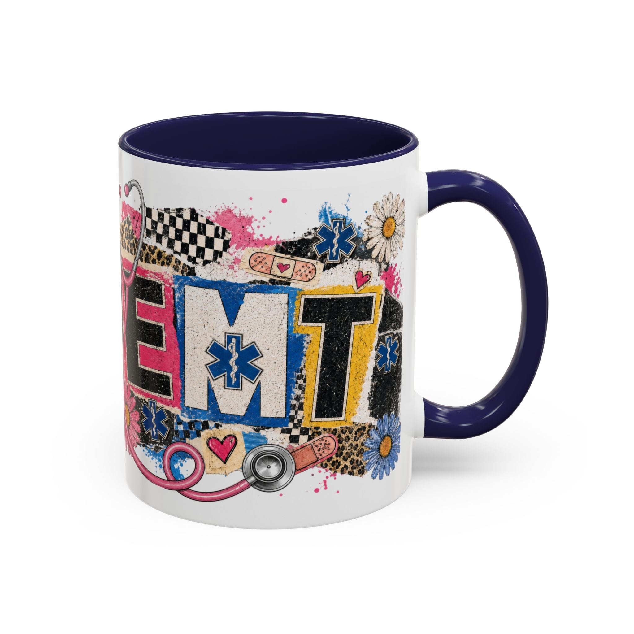 EMT Floral Stethoscope Accent Coffee Mug — Colorful Paramedic Gift (11/15oz)