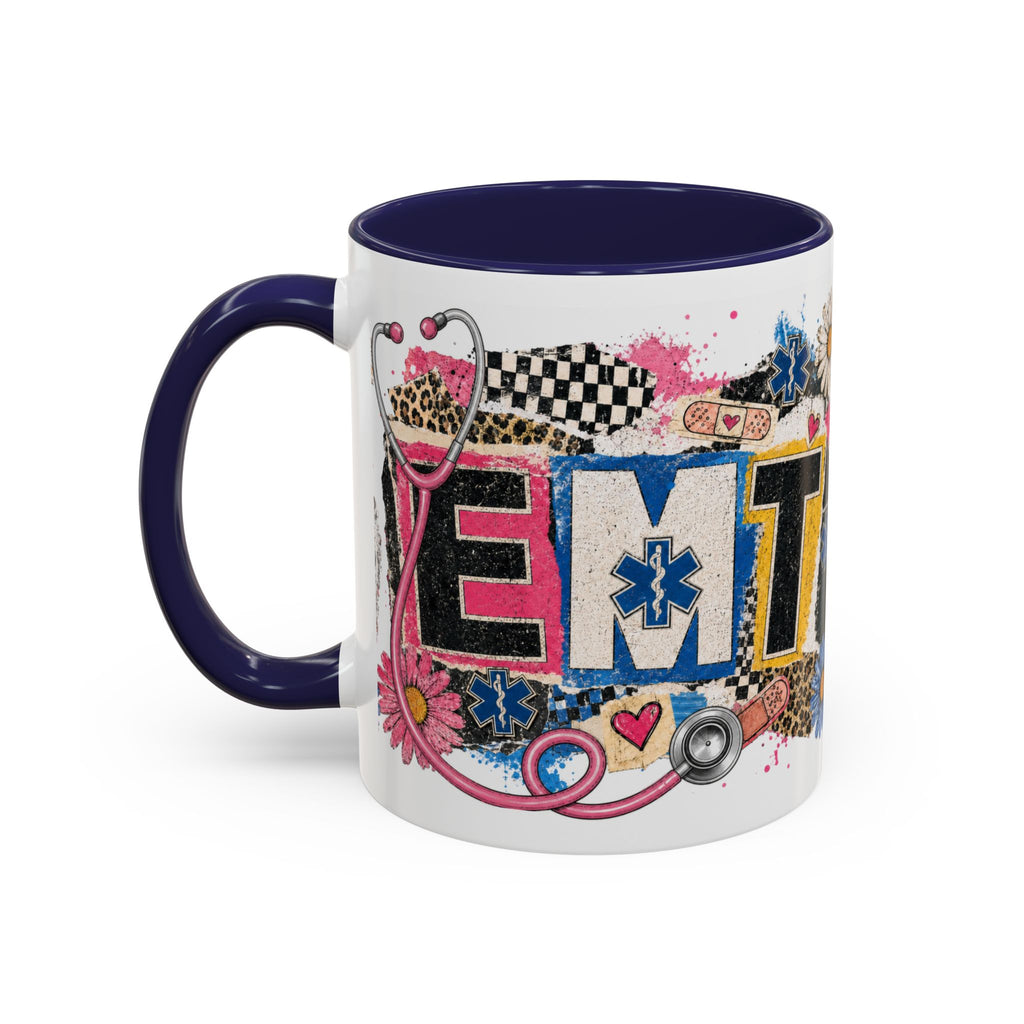EMT Floral Stethoscope Accent Coffee Mug — Colorful Paramedic Gift (11/15oz)