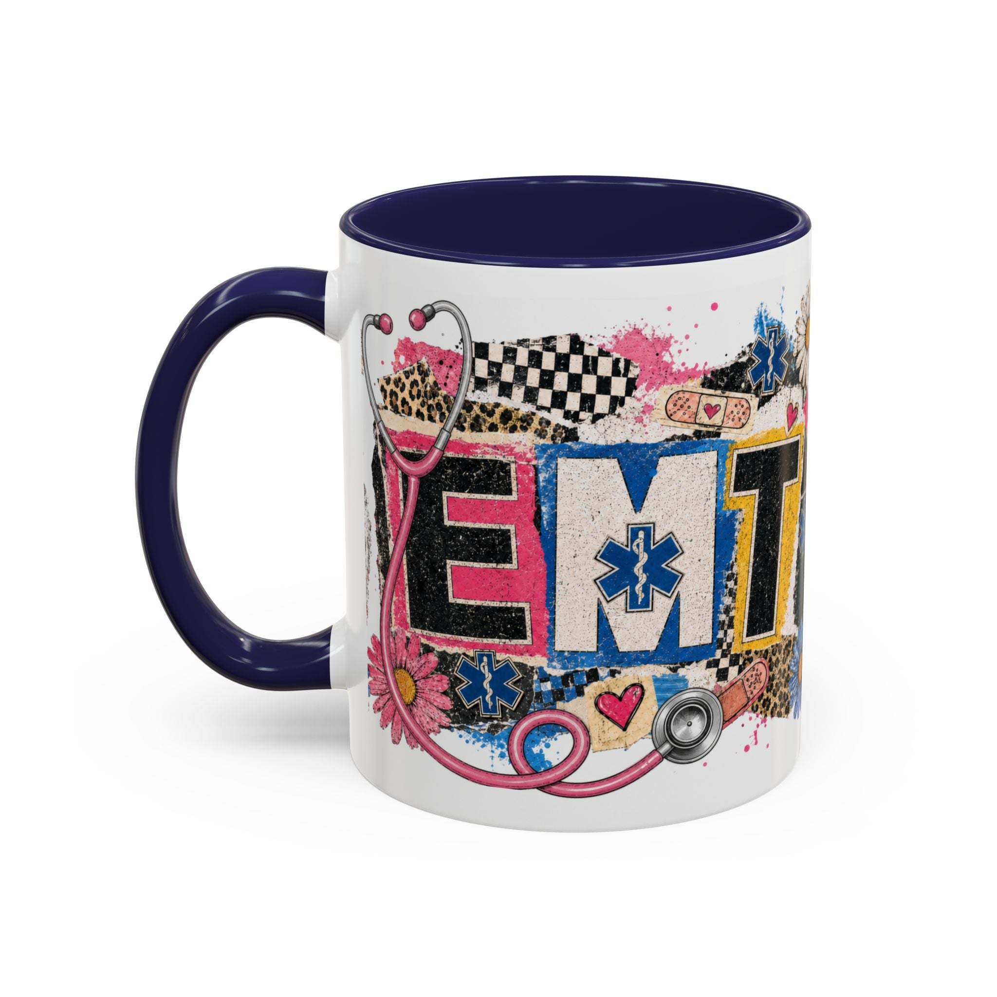 EMT Floral Stethoscope Accent Coffee Mug — Colorful Paramedic Gift (11/15oz)