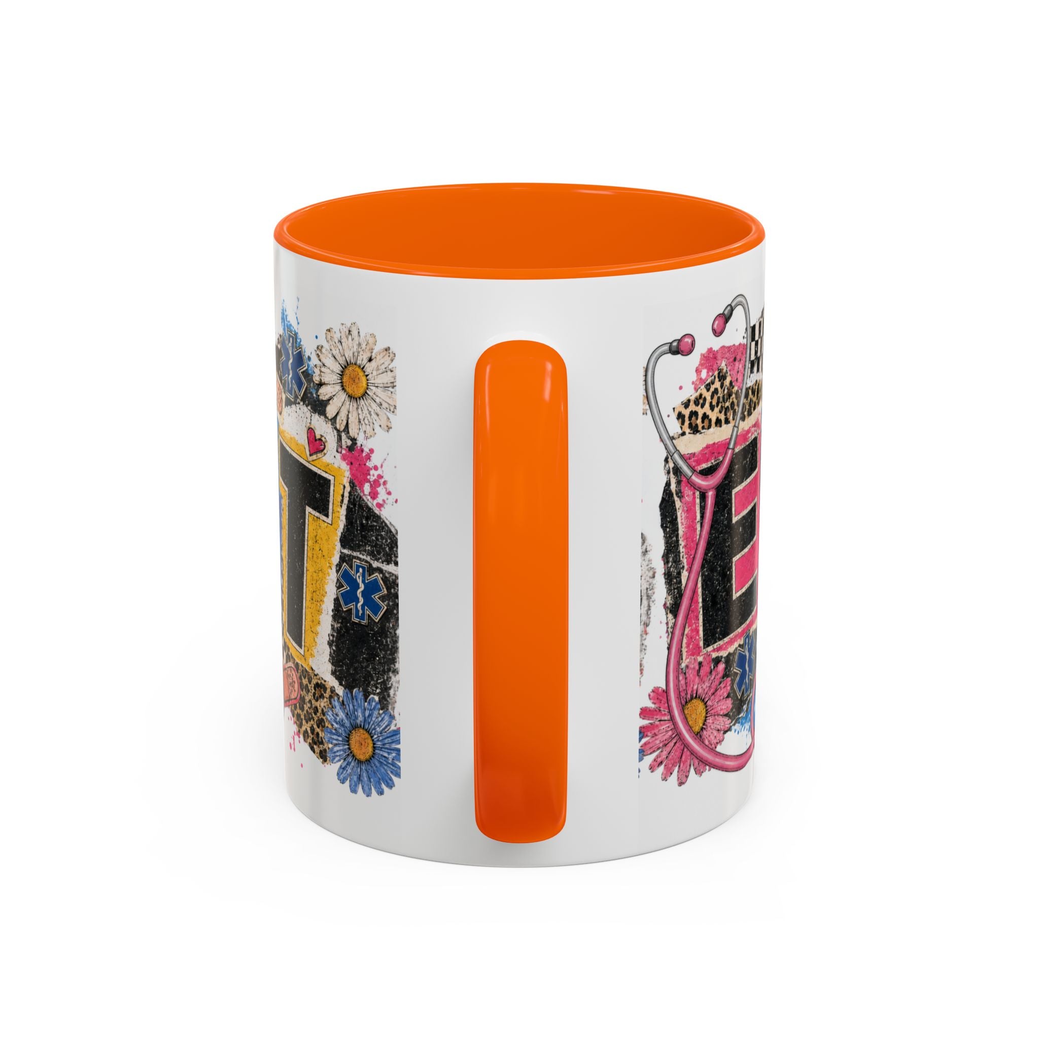 EMT Floral Stethoscope Accent Coffee Mug — Colorful Paramedic Gift (11/15oz)