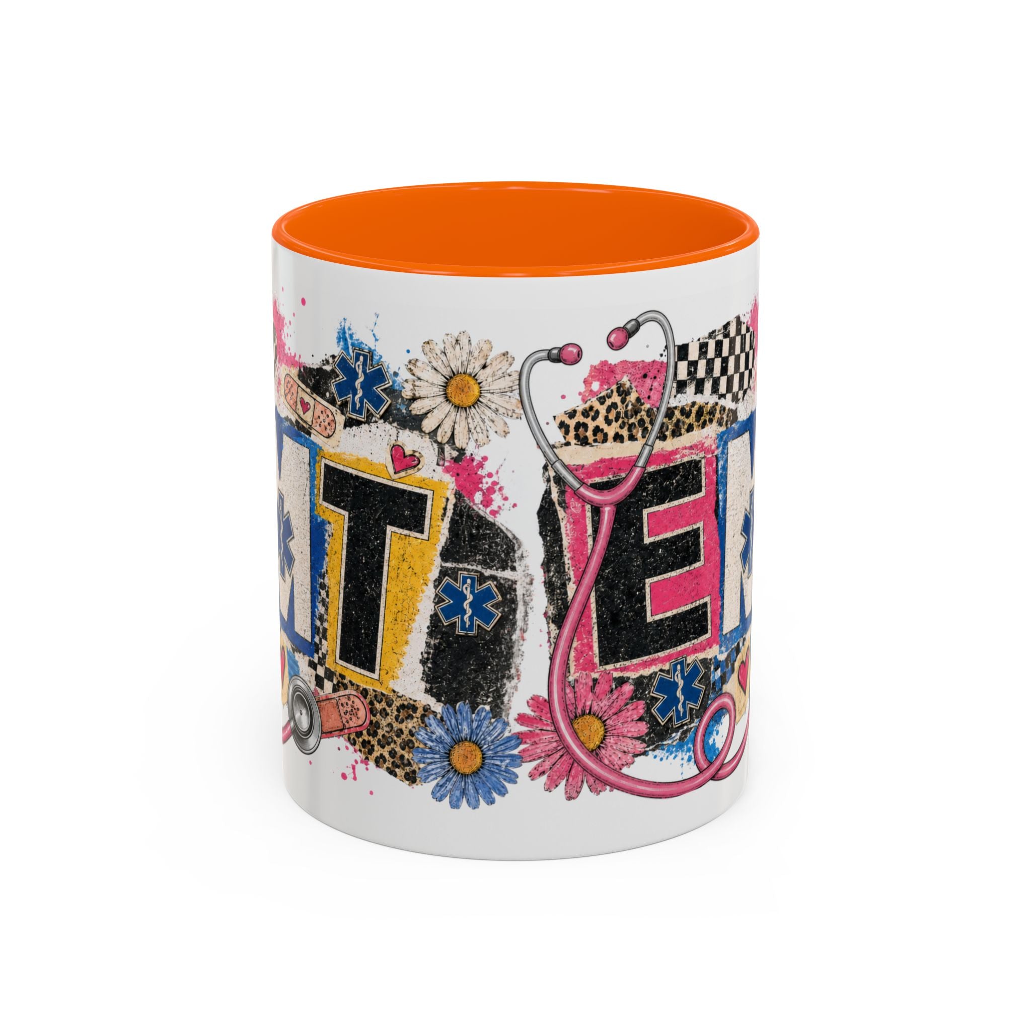 EMT Floral Stethoscope Accent Coffee Mug — Colorful Paramedic Gift (11/15oz)