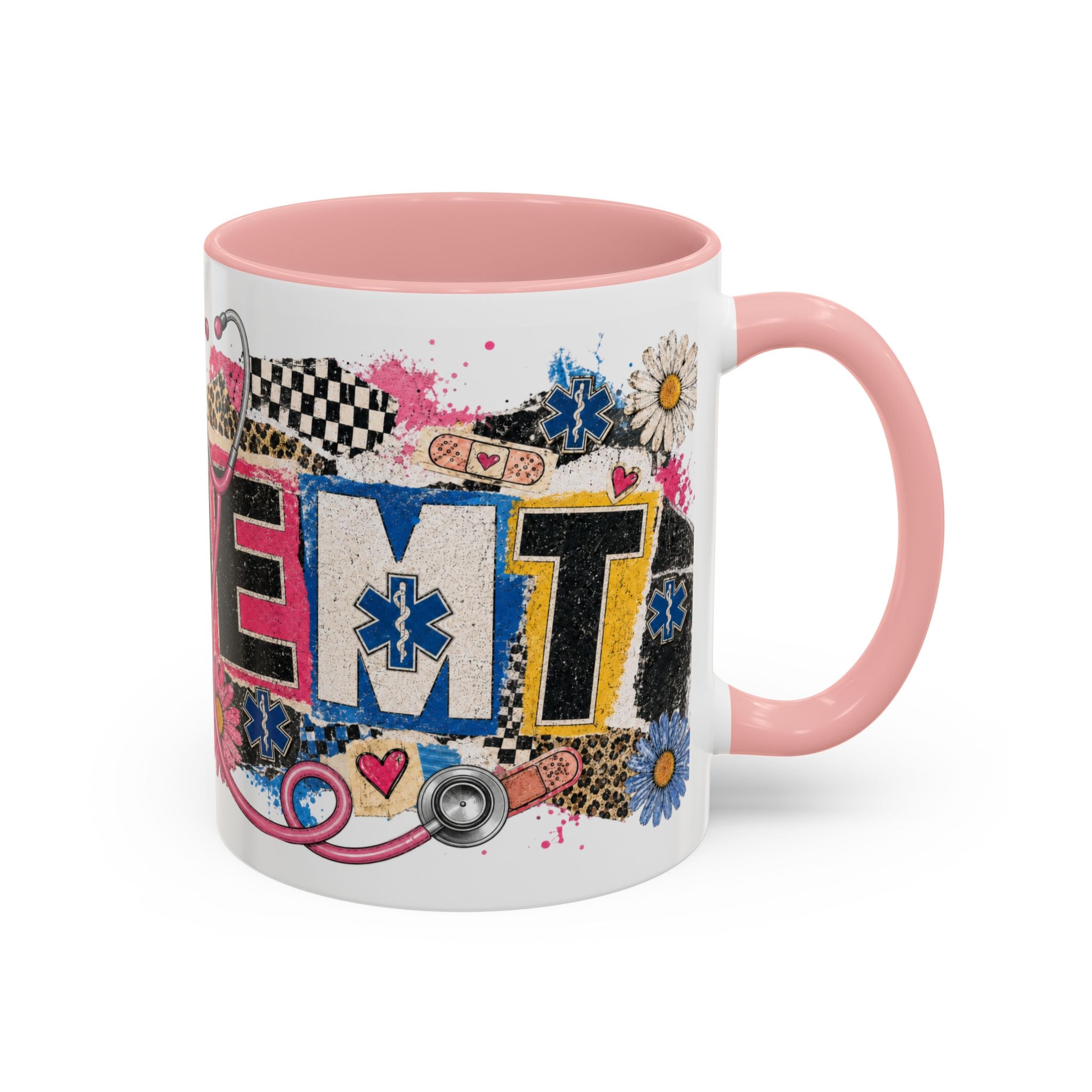 EMT Floral Stethoscope Accent Coffee Mug — Colorful Paramedic Gift (11/15oz)