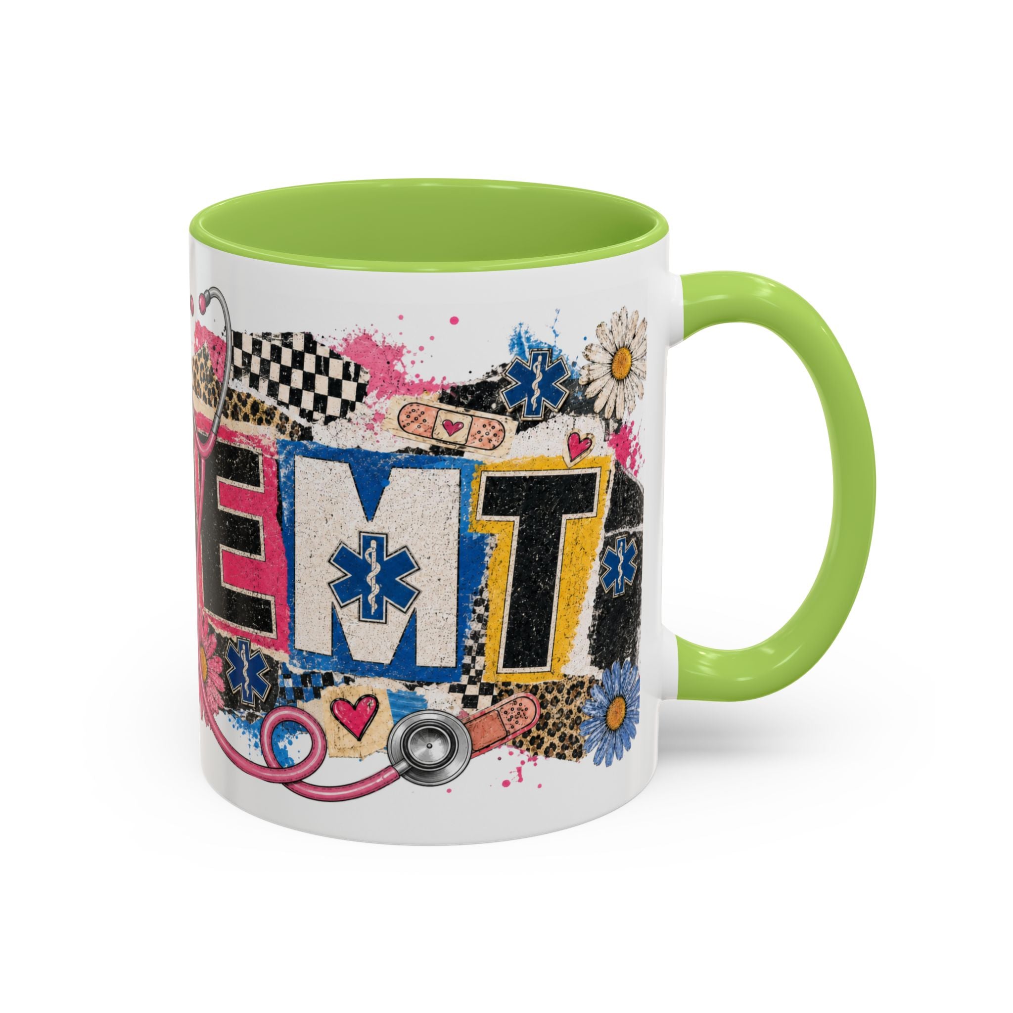 EMT Floral Stethoscope Accent Coffee Mug — Colorful Paramedic Gift (11/15oz)
