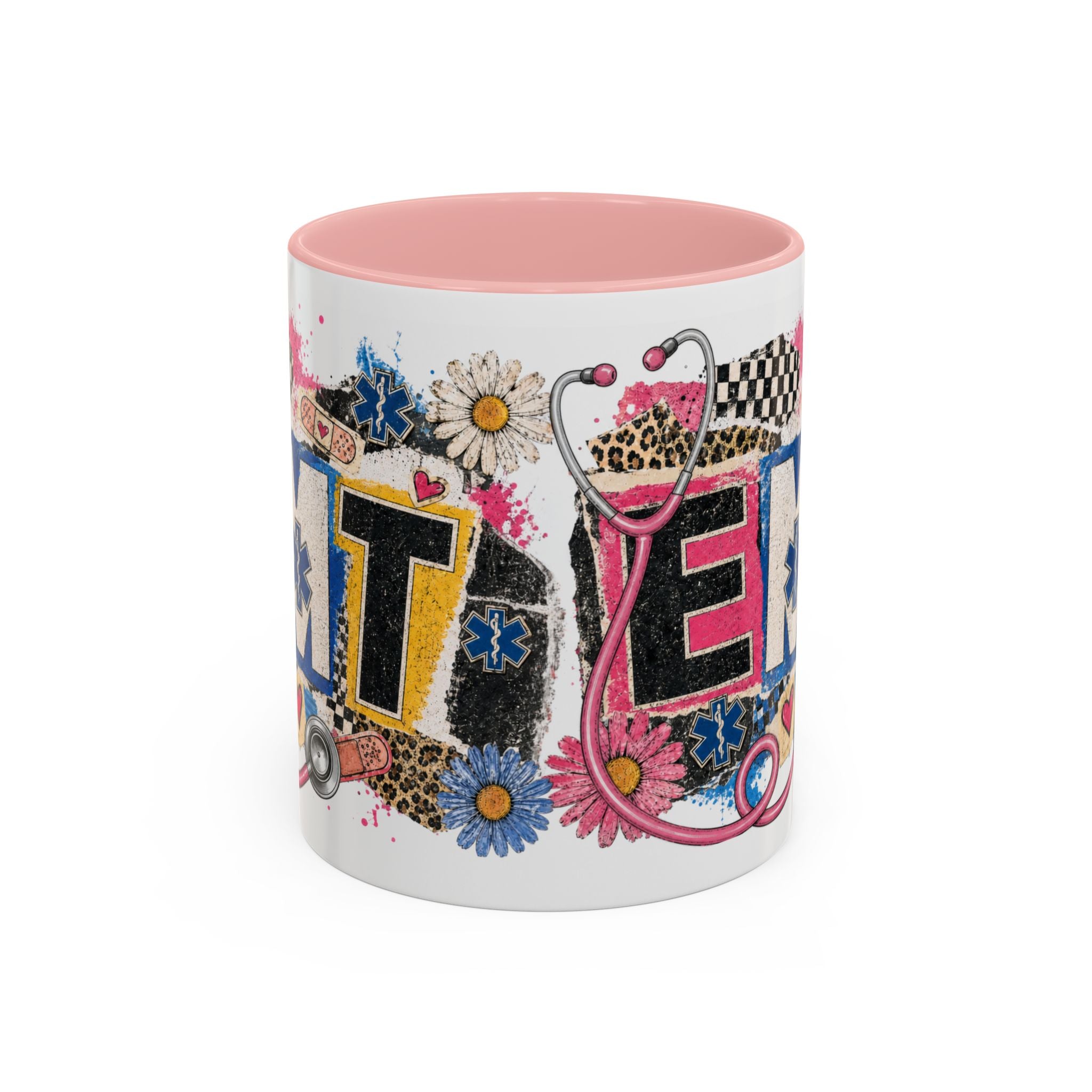 EMT Floral Stethoscope Accent Coffee Mug — Colorful Paramedic Gift (11/15oz)