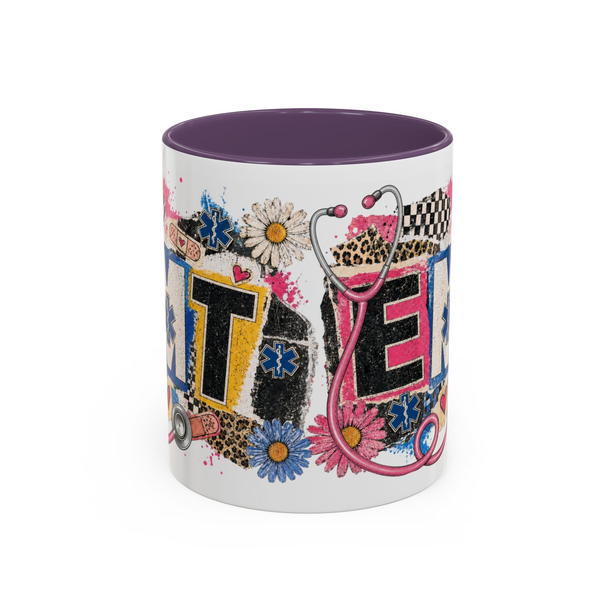 EMT Floral Stethoscope Accent Coffee Mug — Colorful Paramedic Gift (11/15oz)