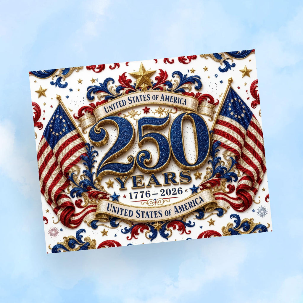 USA 250 Years Tumbler Wrap PNG, America 1776-2026 4th of July 20oz Skinny Sublimation, Patriotic Flag Digital Download with Mockups