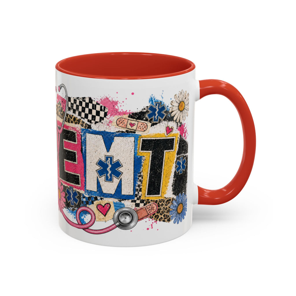 EMT Floral Stethoscope Accent Coffee Mug — Colorful Paramedic Gift (11/15oz)