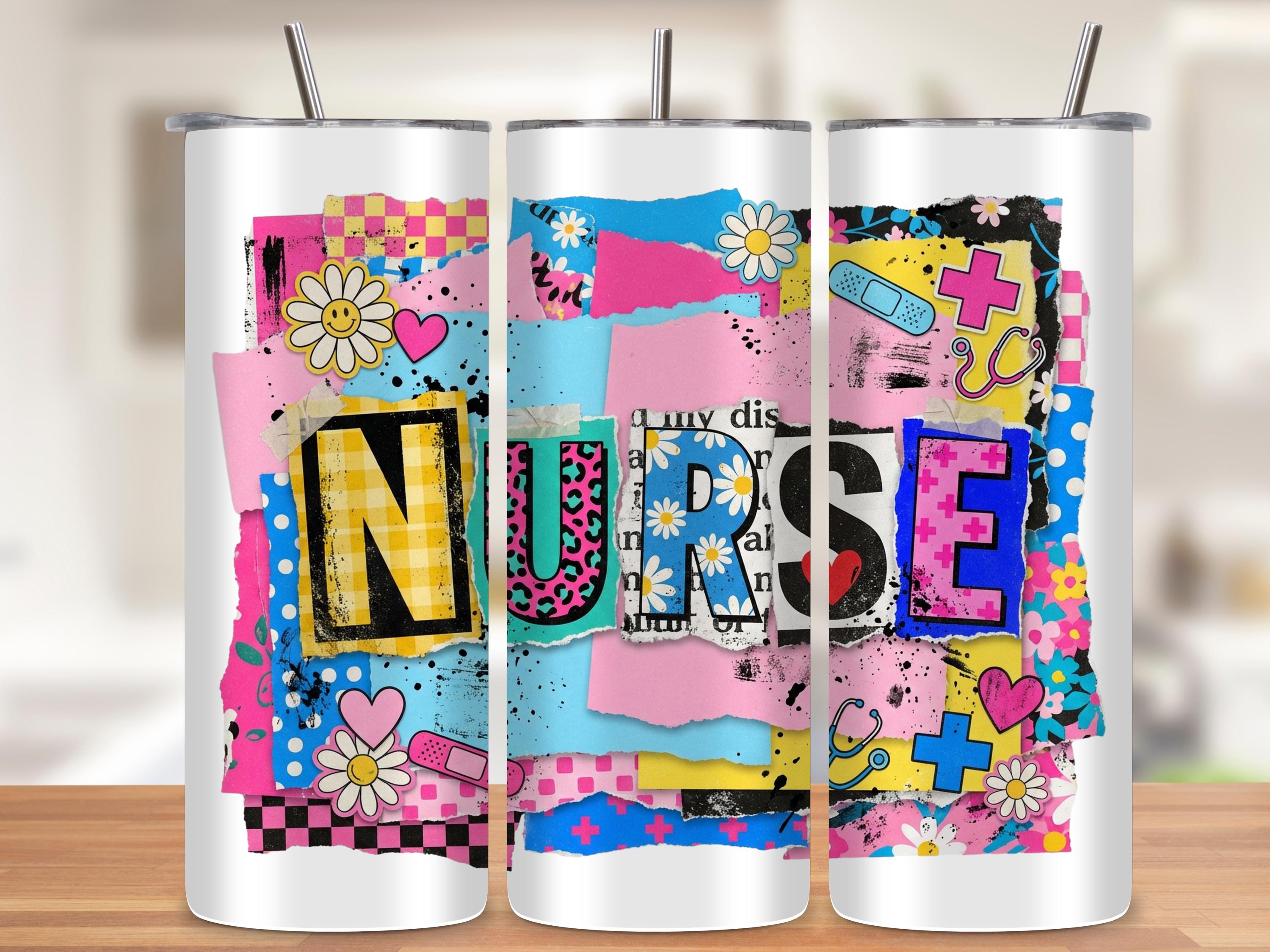 Seamless Vintage Nurse Tumbler Wrap PNG | Digital Download for 20oz Skinny Tumblers  | Sublimation Design