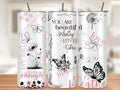Inspirational Butterfly Tumbler Wrap PNG with Mockups, Positive Quotes Floral 20oz Skinny Sublimation, Just Breathe Seamless Download