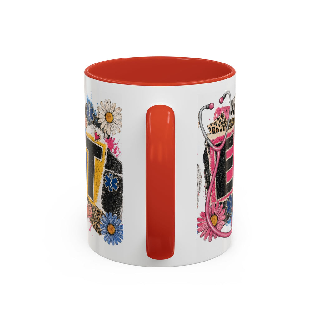 EMT Floral Stethoscope Accent Coffee Mug — Colorful Paramedic Gift (11/15oz)