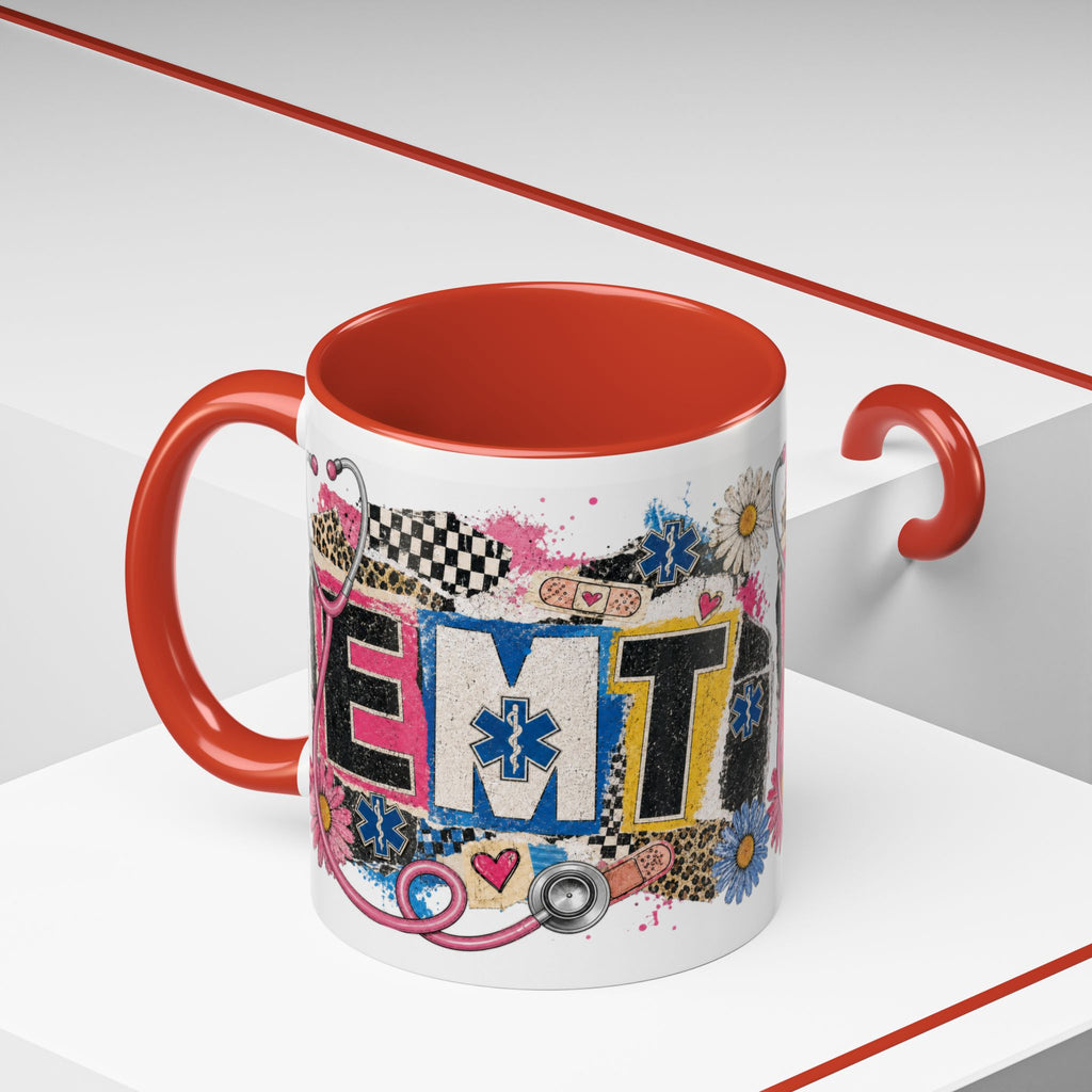 EMT Floral Stethoscope Accent Coffee Mug — Colorful Paramedic Gift (11/15oz)