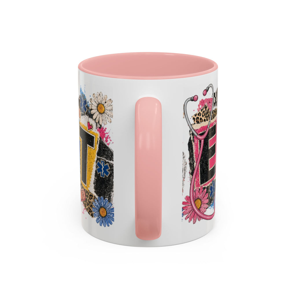 EMT Floral Stethoscope Accent Coffee Mug — Colorful Paramedic Gift (11/15oz)