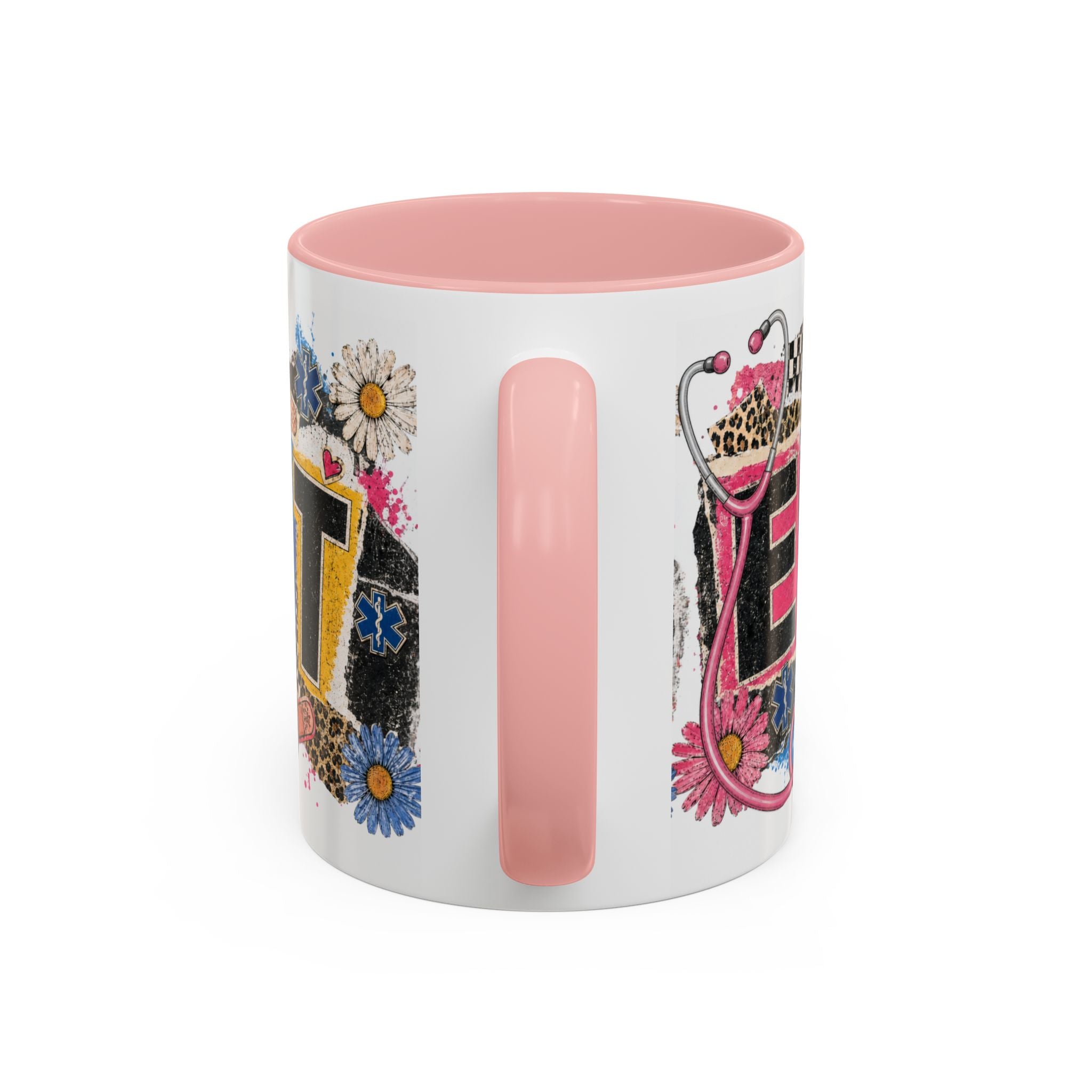 EMT Floral Stethoscope Accent Coffee Mug — Colorful Paramedic Gift (11/15oz)