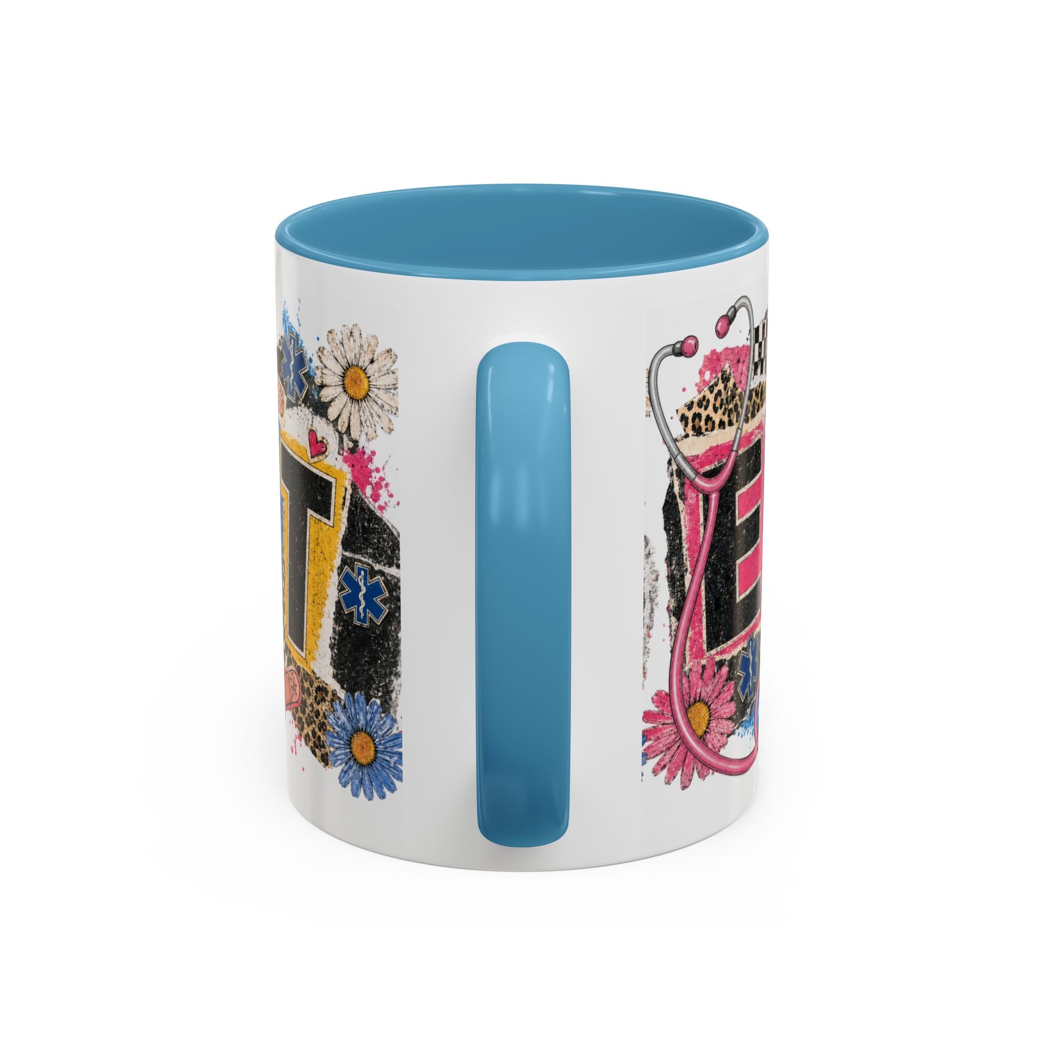 EMT Floral Stethoscope Accent Coffee Mug — Colorful Paramedic Gift (11/15oz)