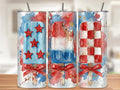 4th of July Patriotic Popsicle Tumbler Wrap PNG, Red White Blue Watercolor Summer, 20 oz Seamless Sublimation Tumbler Design, with Mockups
