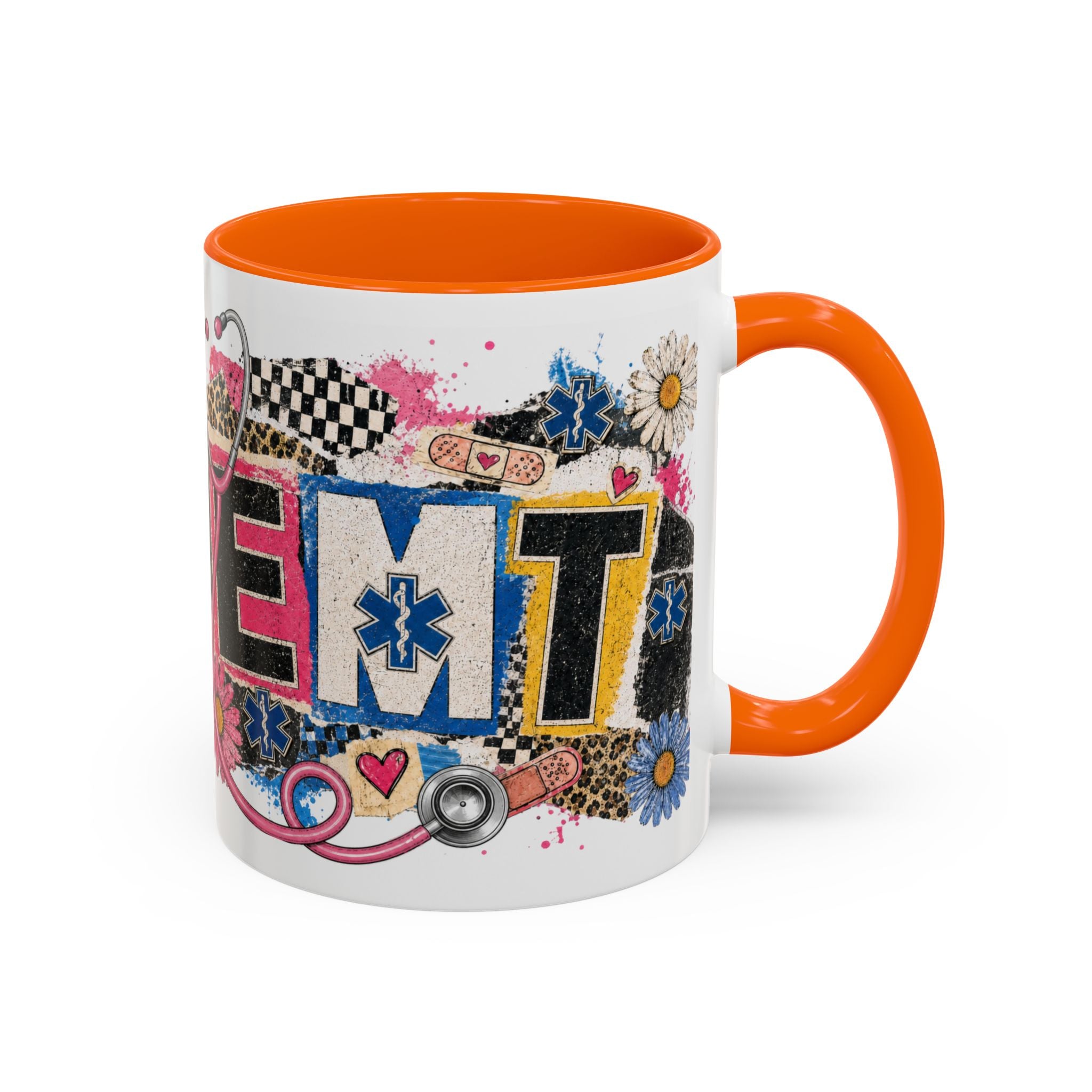 EMT Floral Stethoscope Accent Coffee Mug — Colorful Paramedic Gift (11/15oz)