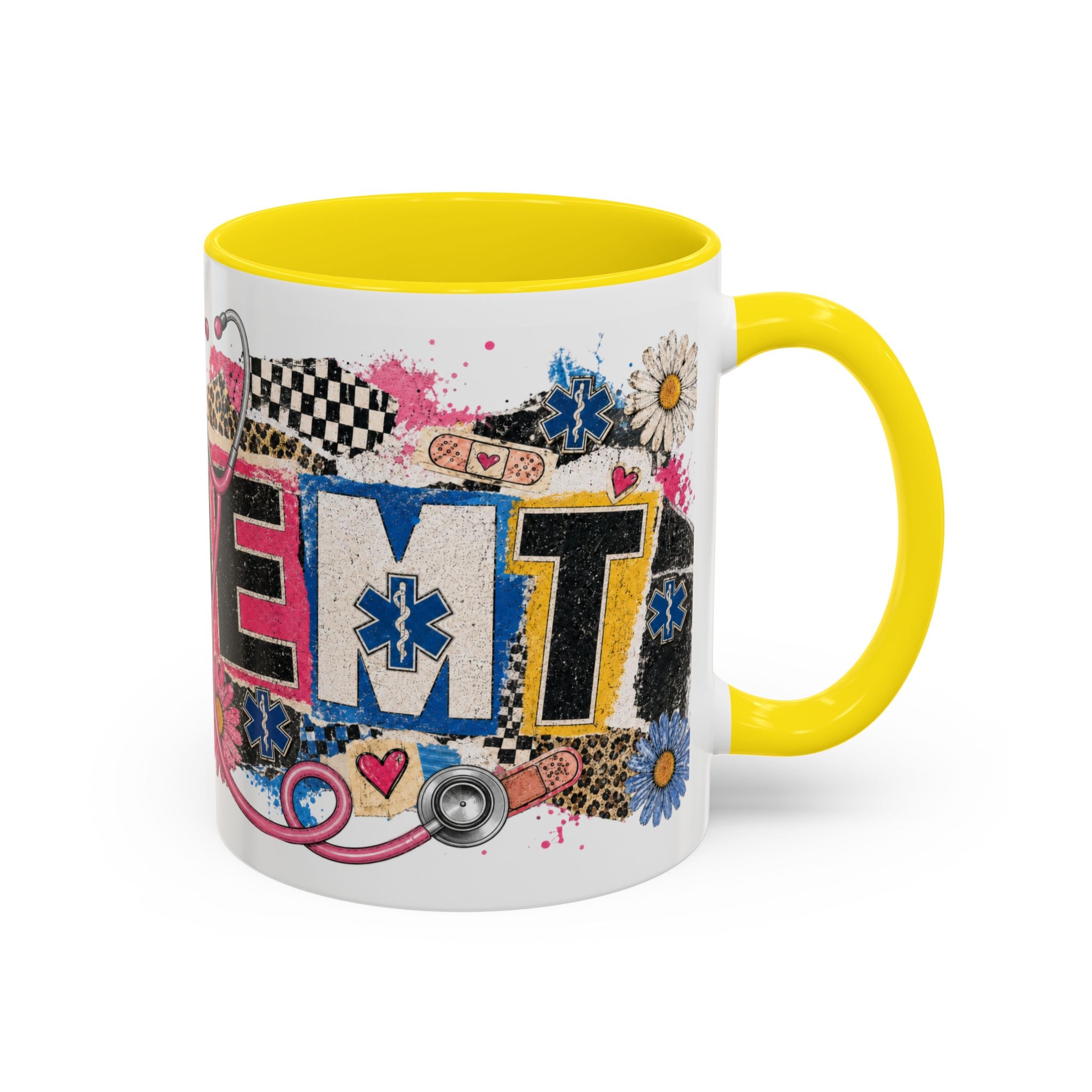 EMT Floral Stethoscope Accent Coffee Mug — Colorful Paramedic Gift (11/15oz)