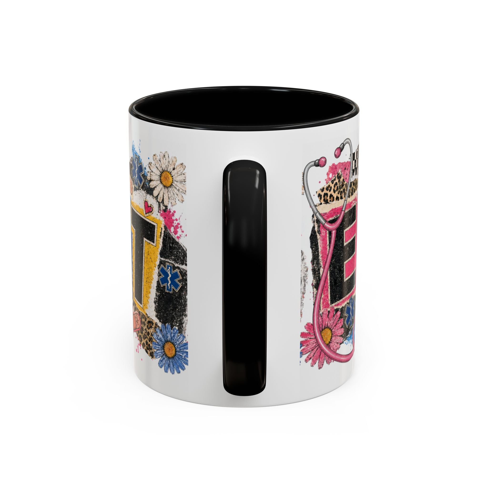 EMT Floral Stethoscope Accent Coffee Mug — Colorful Paramedic Gift (11/15oz)