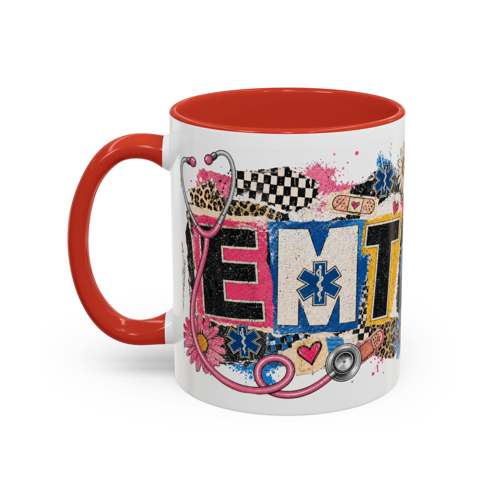 EMT Floral Stethoscope Accent Coffee Mug — Colorful Paramedic Gift (11/15oz)