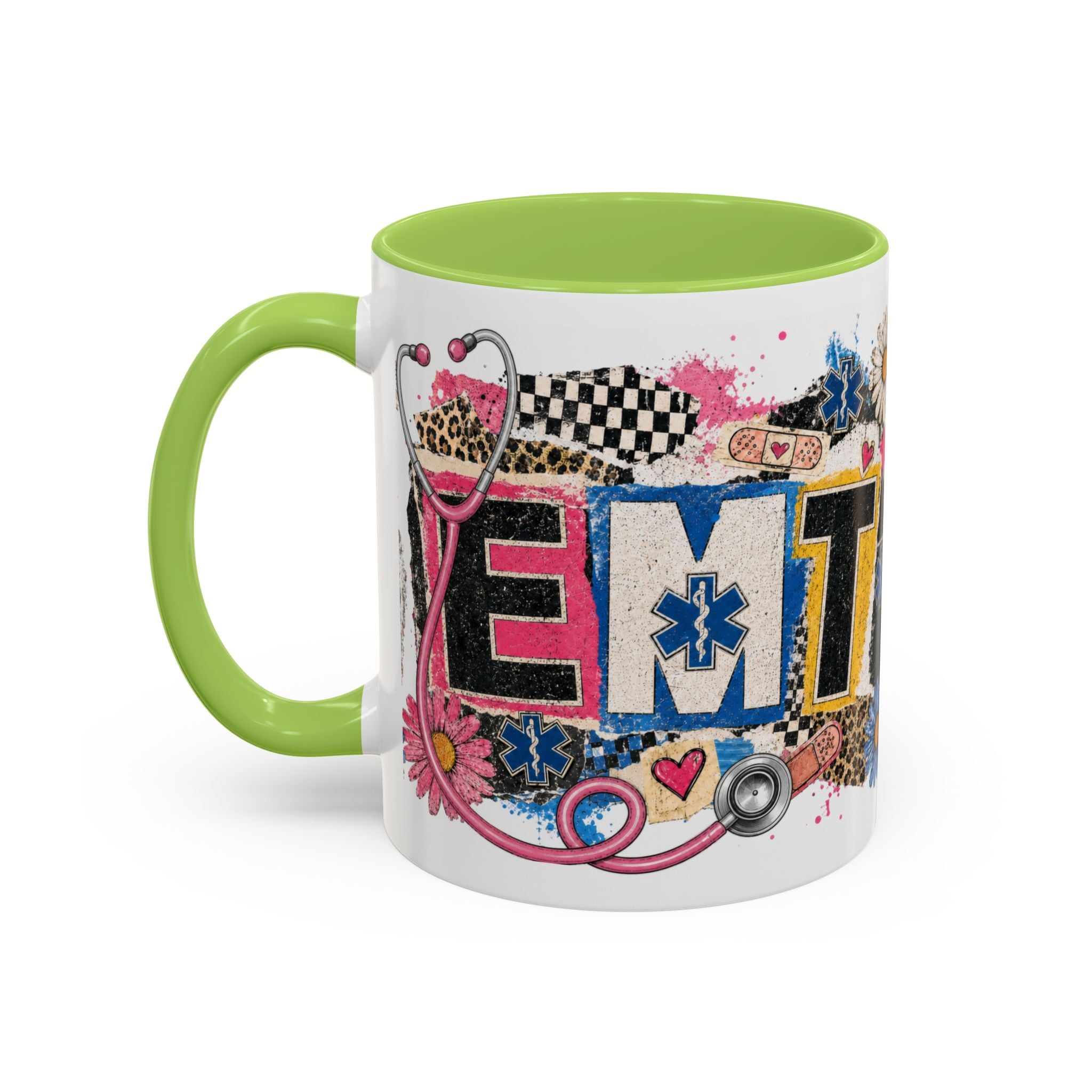 EMT Floral Stethoscope Accent Coffee Mug — Colorful Paramedic Gift (11/15oz)