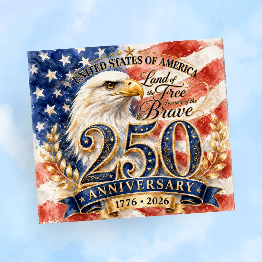 America 250th Anniversary Tumbler Wrap PNG with Mockups, USA Bald Eagle American Flag 20oz Skinny Sublimation, 4th of July Seamless