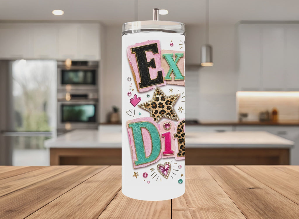 Retro Pink Leopard Glitter Bow Sassy Expensive and Difficult Tumbler Wrap PNG, Scrapbook 20oz Skinny Sublimation Seamless with Mockups